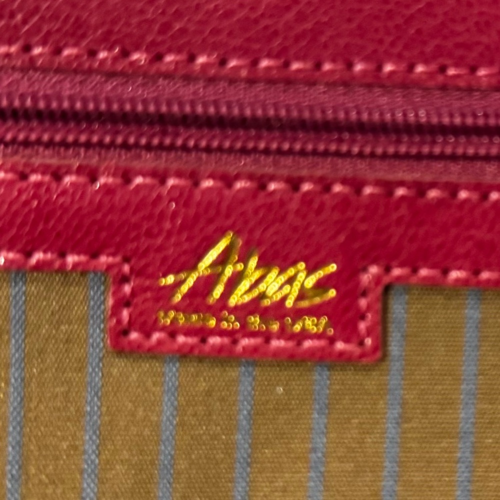 ABAS Red/Orange Croc-Embossed Patent Leather Envelope Clutch | Magnetic Closure - Picture 4 of 6